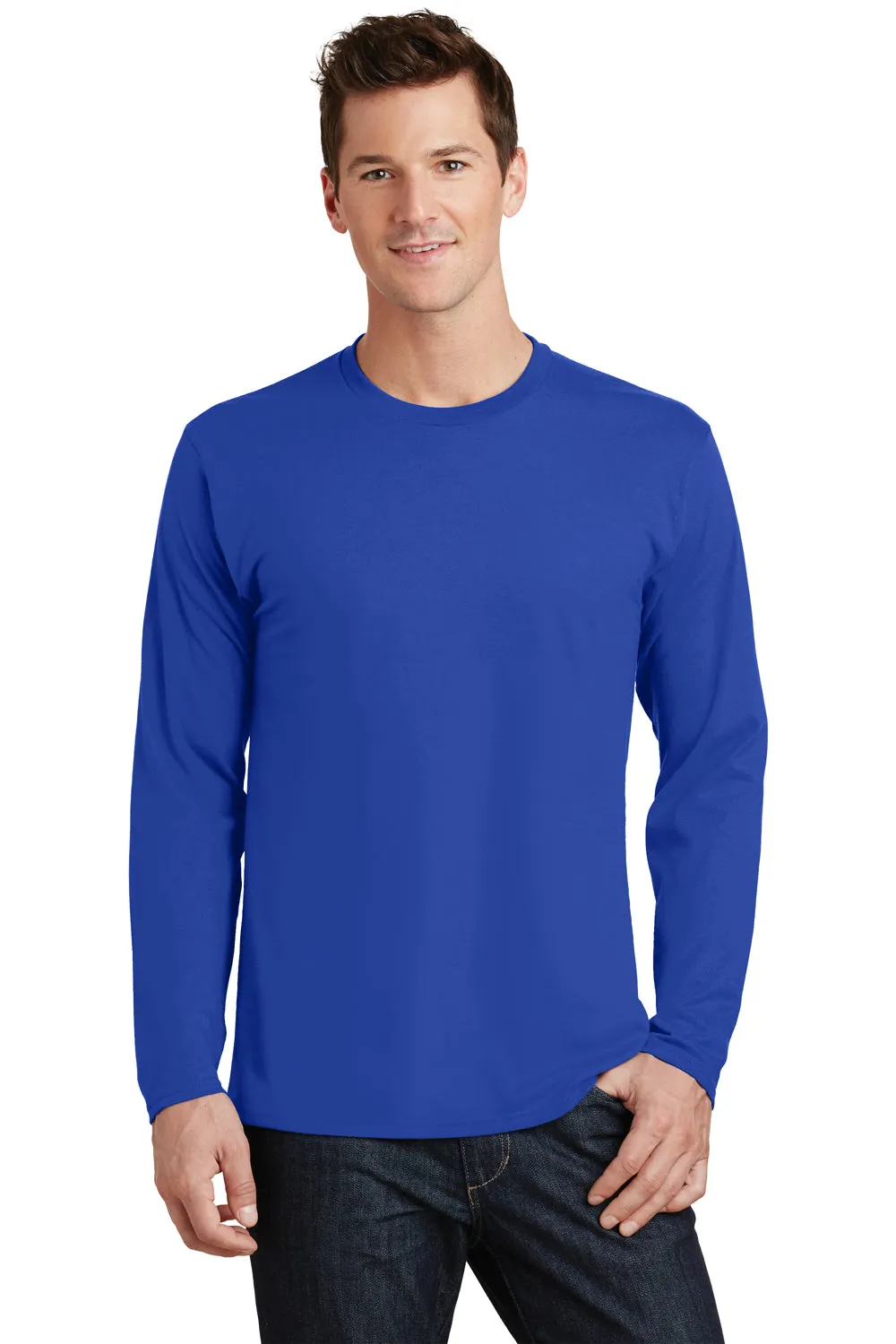 Port & Company Mens Fan Favorite Long Sleeve Crewneck T-Shirt - True Royal Blue