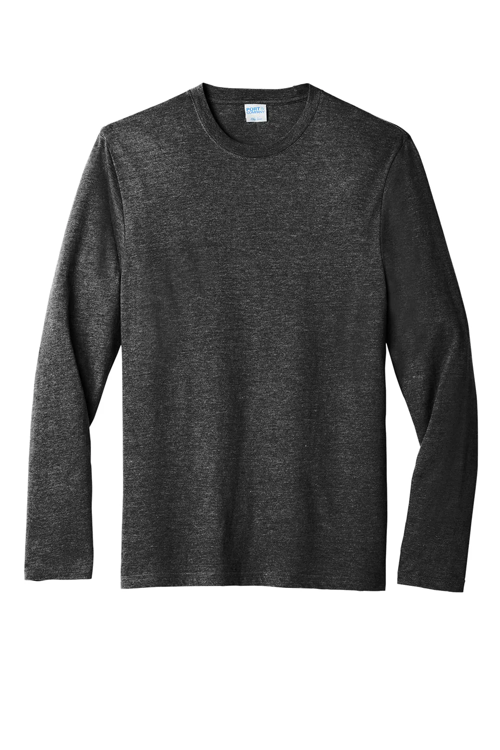 Port & Company Mens Long Sleeve Crewneck T-Shirt - Heather Black