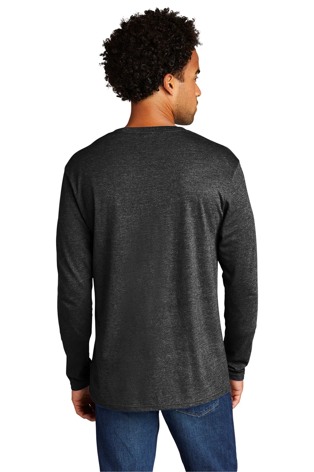 Port & Company Mens Long Sleeve Crewneck T-Shirt - Heather Black