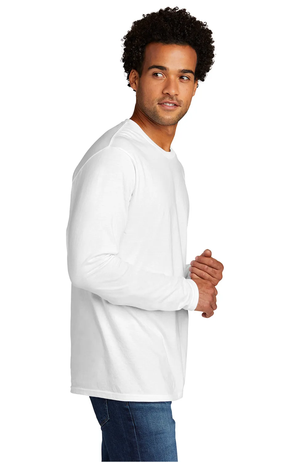 Port & Company Mens Long Sleeve Crewneck T-Shirt - White