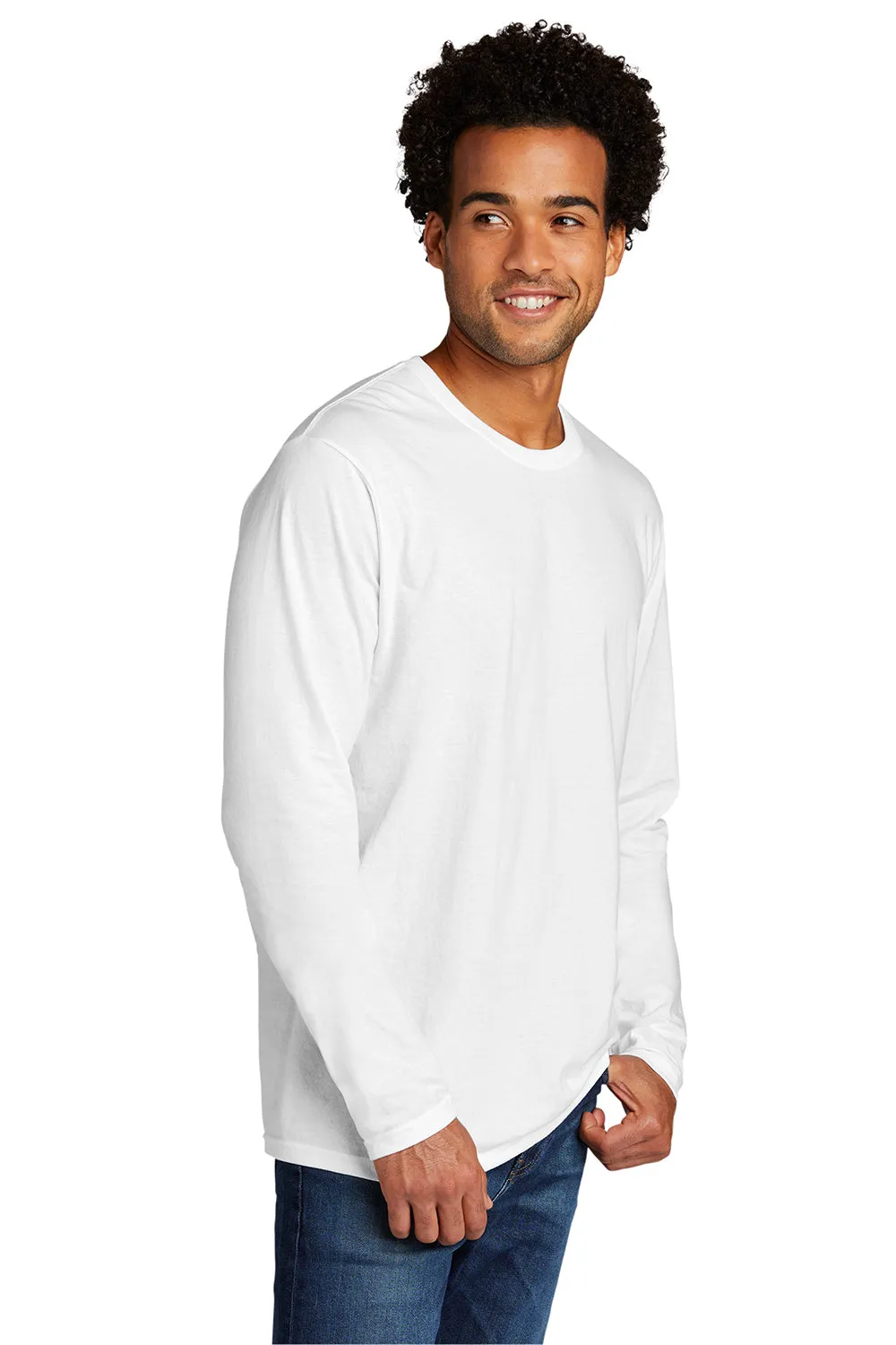 Port & Company Mens Long Sleeve Crewneck T-Shirt - White