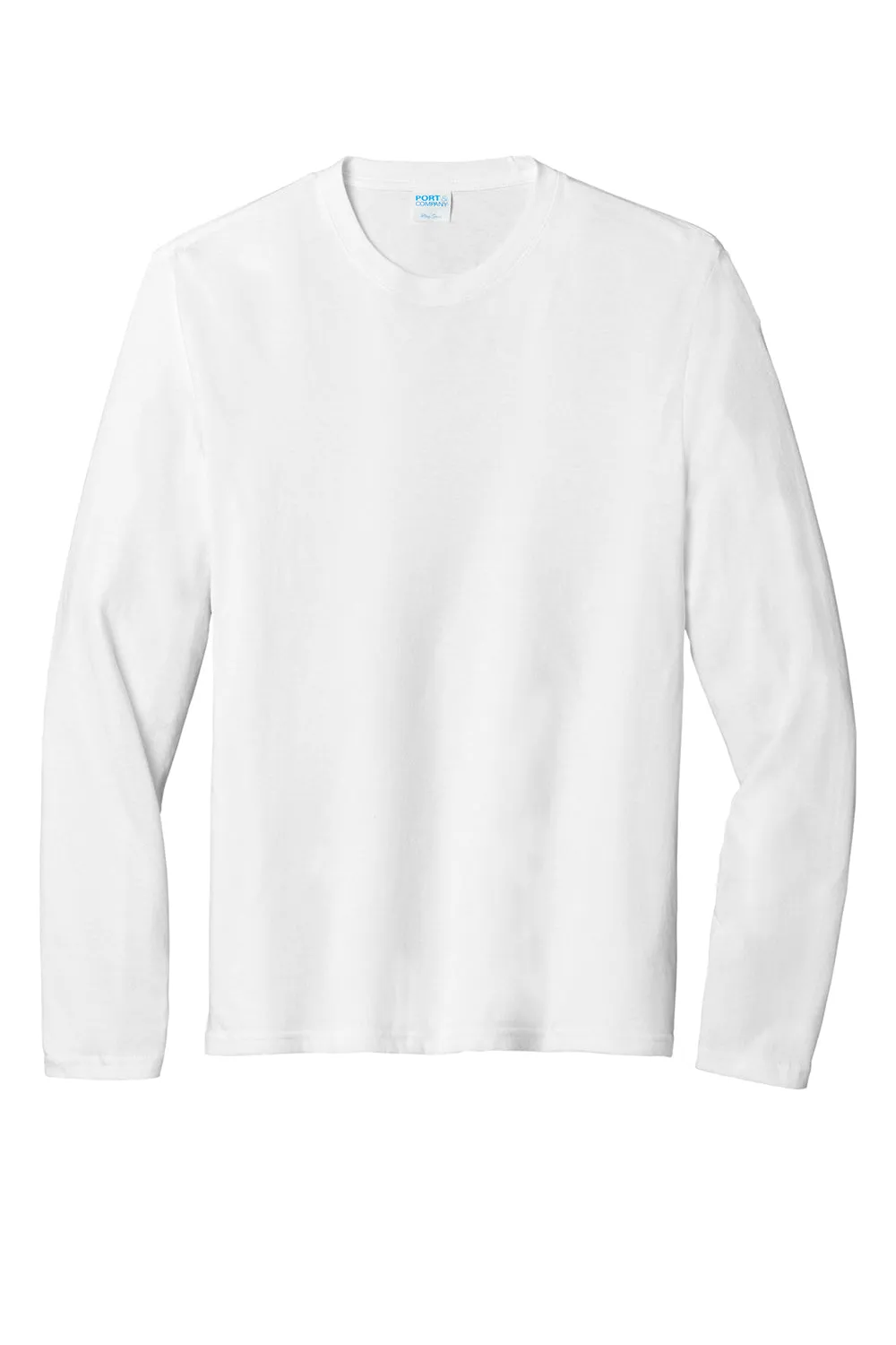 Port & Company Mens Long Sleeve Crewneck T-Shirt - White
