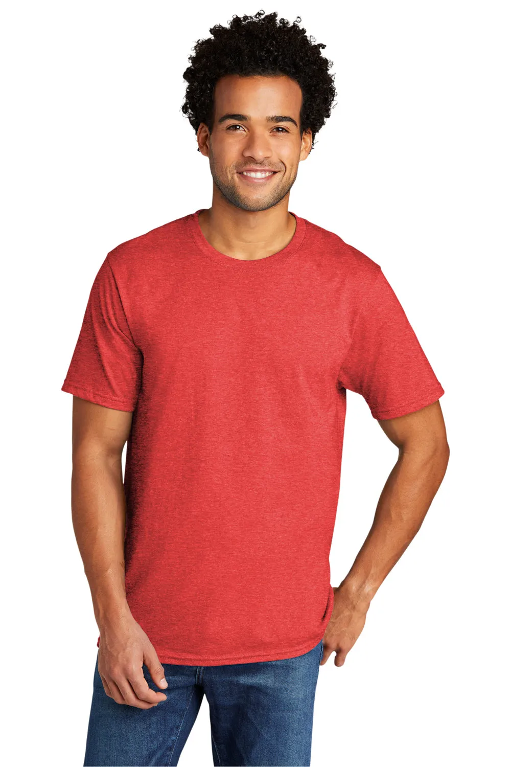 Port & Company Mens Short Sleeve Crewneck T-Shirt - Heather Bright Red