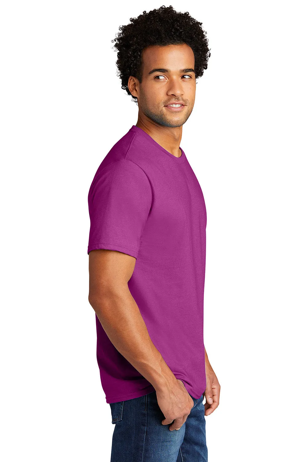 Port & Company Mens Short Sleeve Crewneck T-Shirt - Heather Raspberry Pink