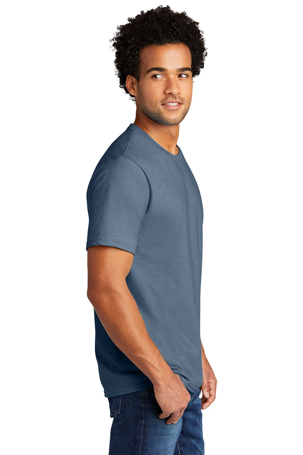 Port & Company Mens Short Sleeve Crewneck T-Shirt - Heather Steel Blue