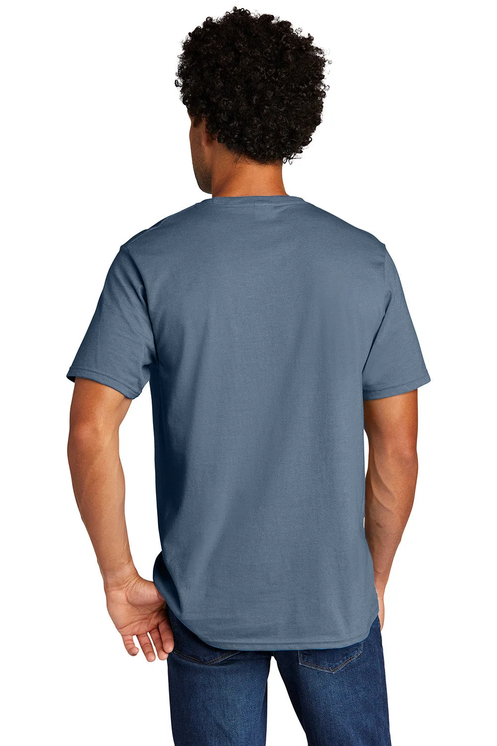 Port & Company Mens Short Sleeve Crewneck T-Shirt - Heather Steel Blue