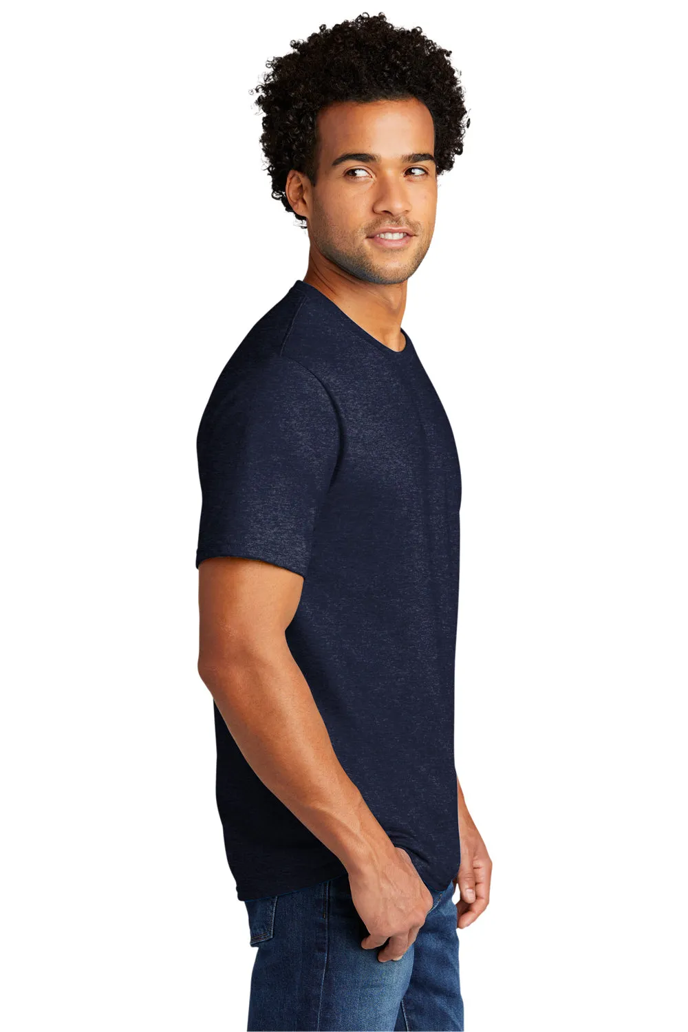 Port & Company Mens Short Sleeve Crewneck T-Shirt - Heather Team Navy Blue