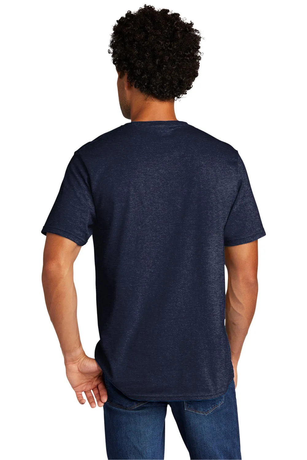 Port & Company Mens Short Sleeve Crewneck T-Shirt - Heather Team Navy Blue