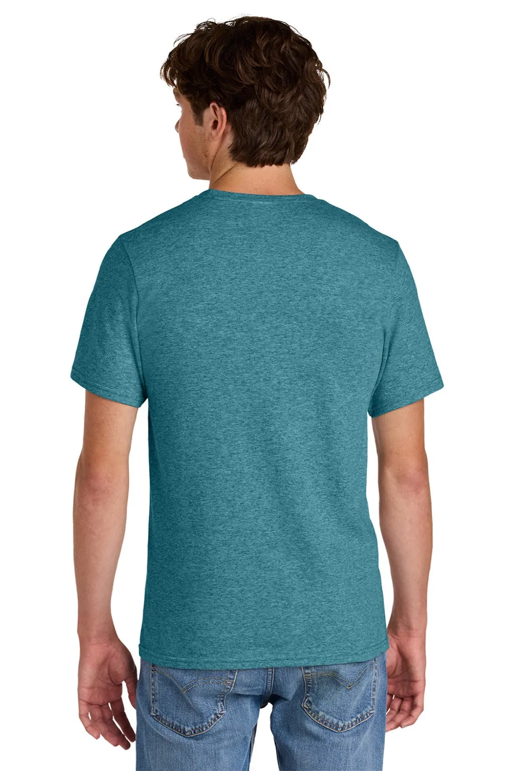 Port & Company Mens Short Sleeve Crewneck T-Shirt - Heather Vivid Teal Blue