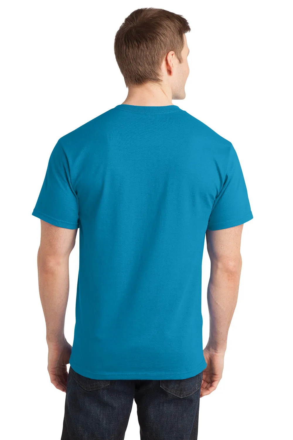 Port & Company Mens Short Sleeve Crewneck T-Shirt - Turquoise Blue - Closeout