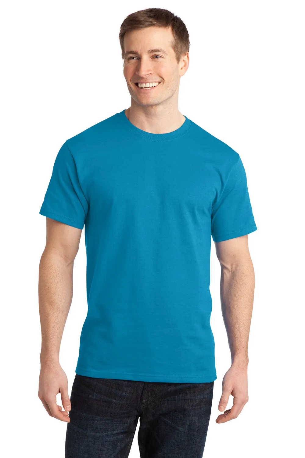 Port & Company Mens Short Sleeve Crewneck T-Shirt - Turquoise Blue - Closeout