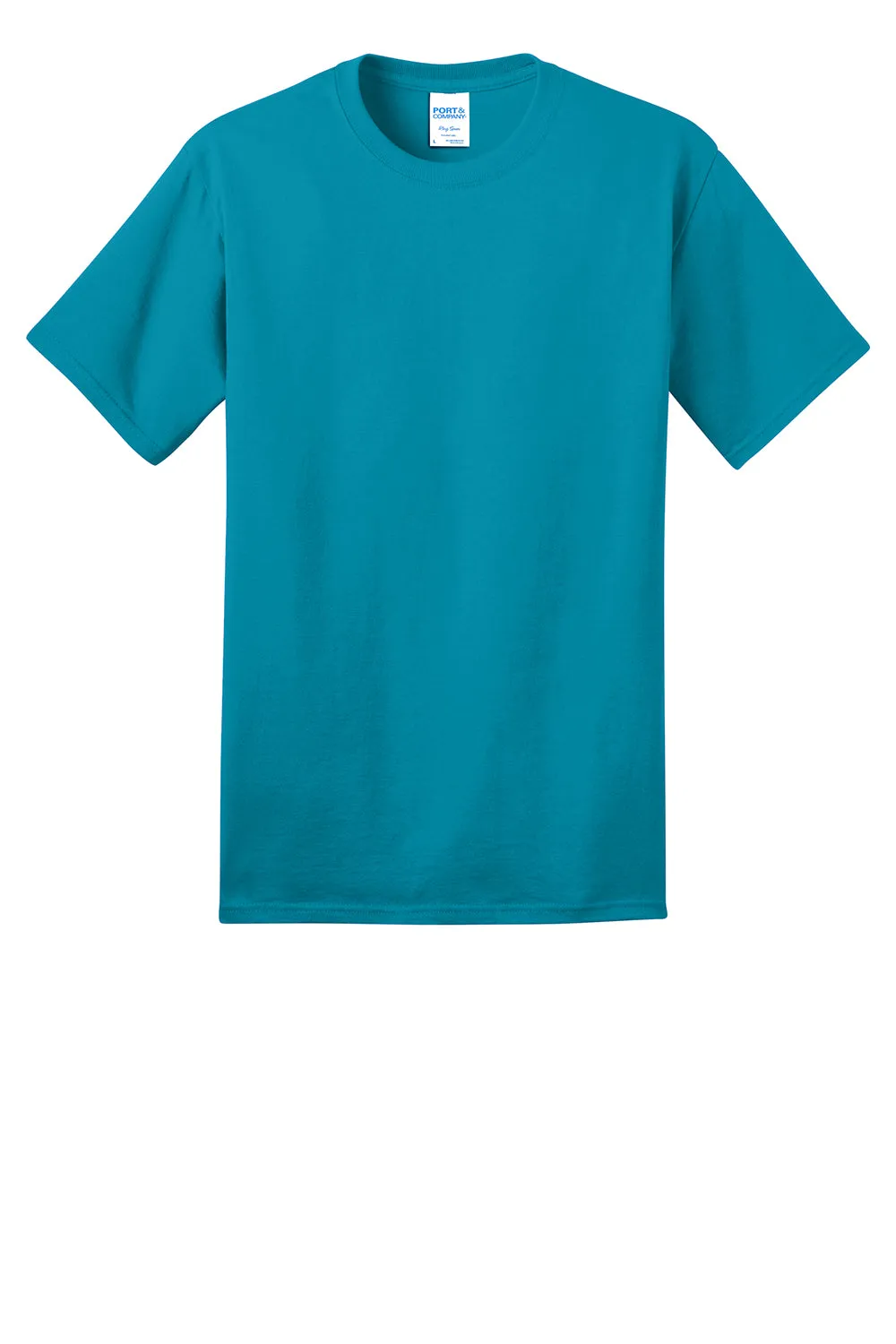 Port & Company Mens Short Sleeve Crewneck T-Shirt - Turquoise Blue - Closeout