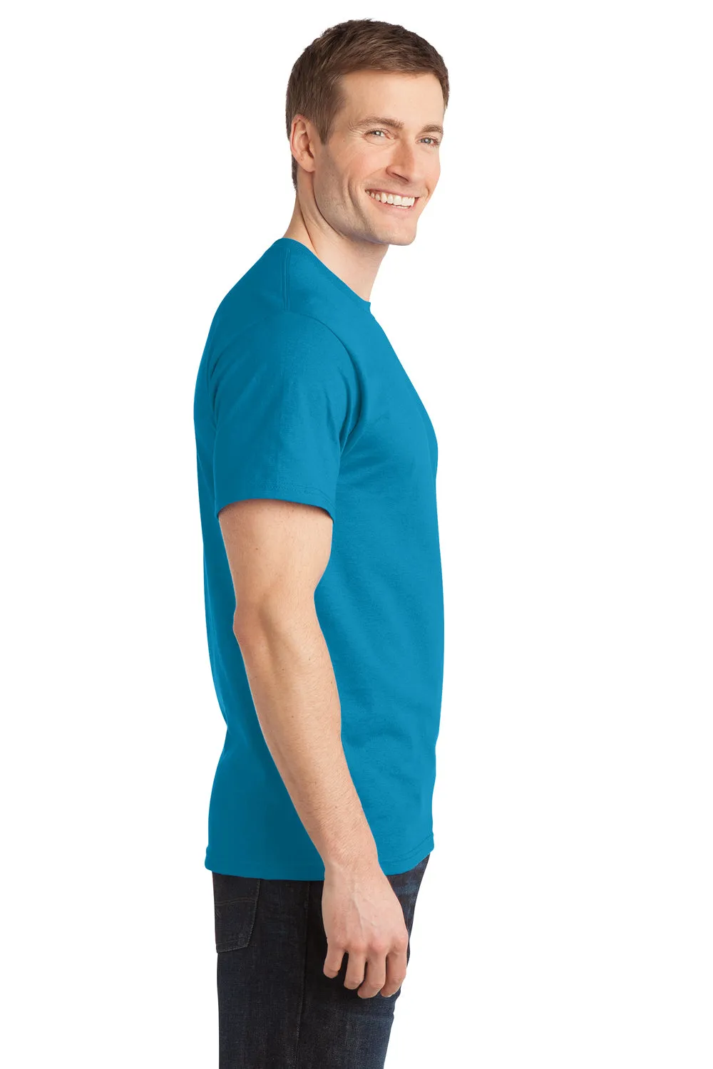 Port & Company Mens Short Sleeve Crewneck T-Shirt - Turquoise Blue - Closeout