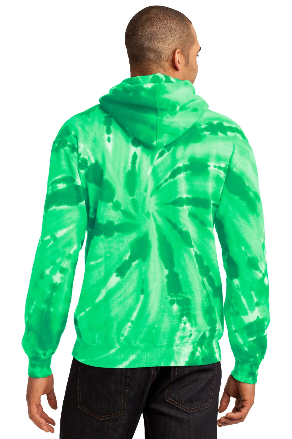 Port & Company Mens Tie-Dye Fleece Hooded Sweatshirt Hoodie w/ Pouch Pocket - Kelly Green
