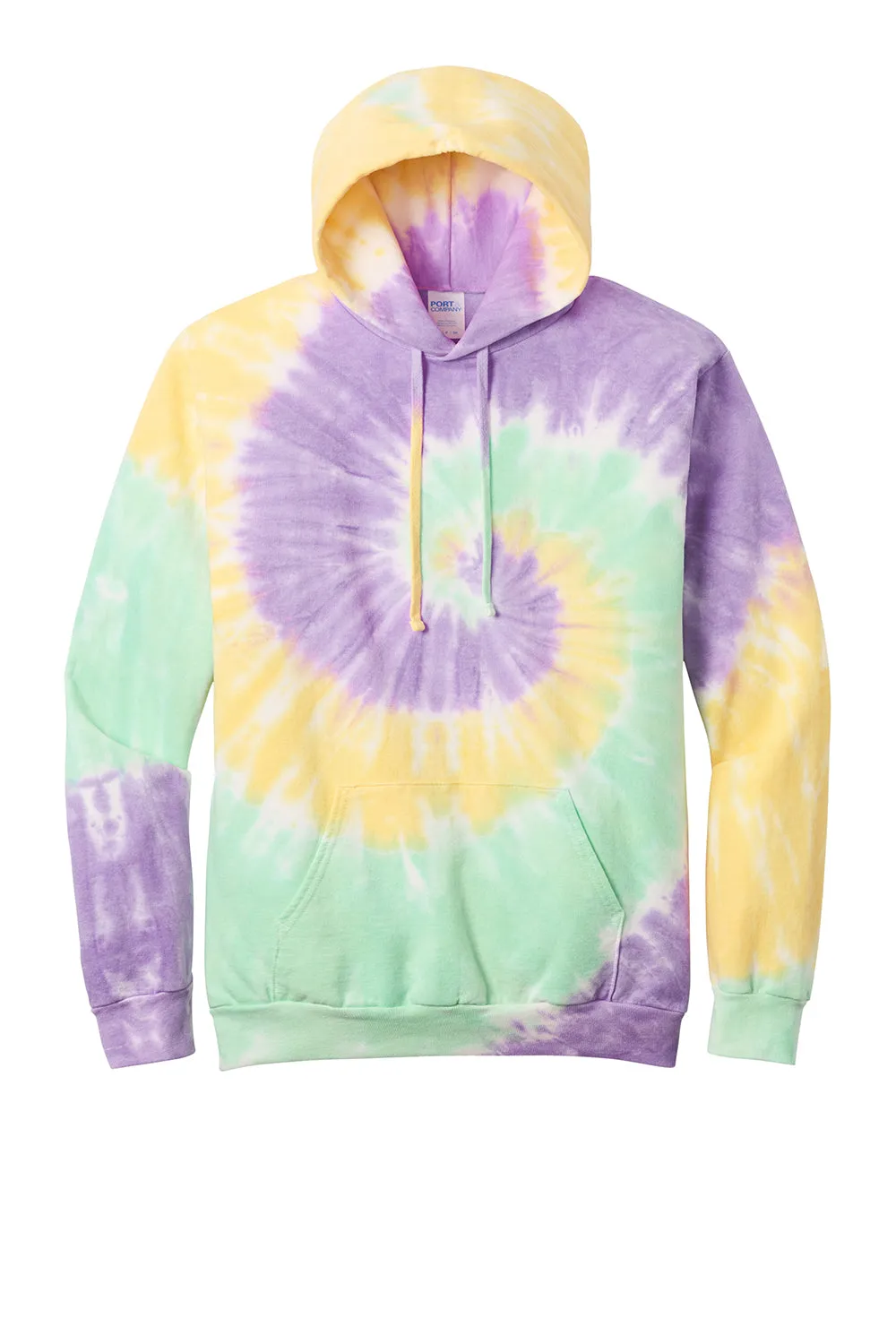 Port & Company Mens Tie-Dye Fleece Hooded Sweatshirt Hoodie w/ Pouch Pocket - Mint Rainbow