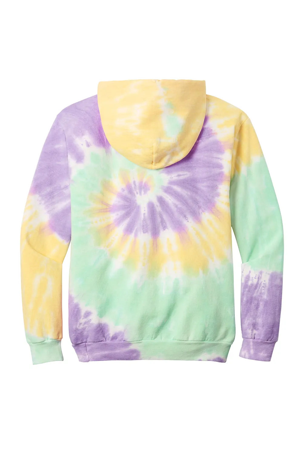Port & Company Mens Tie-Dye Fleece Hooded Sweatshirt Hoodie w/ Pouch Pocket - Mint Rainbow