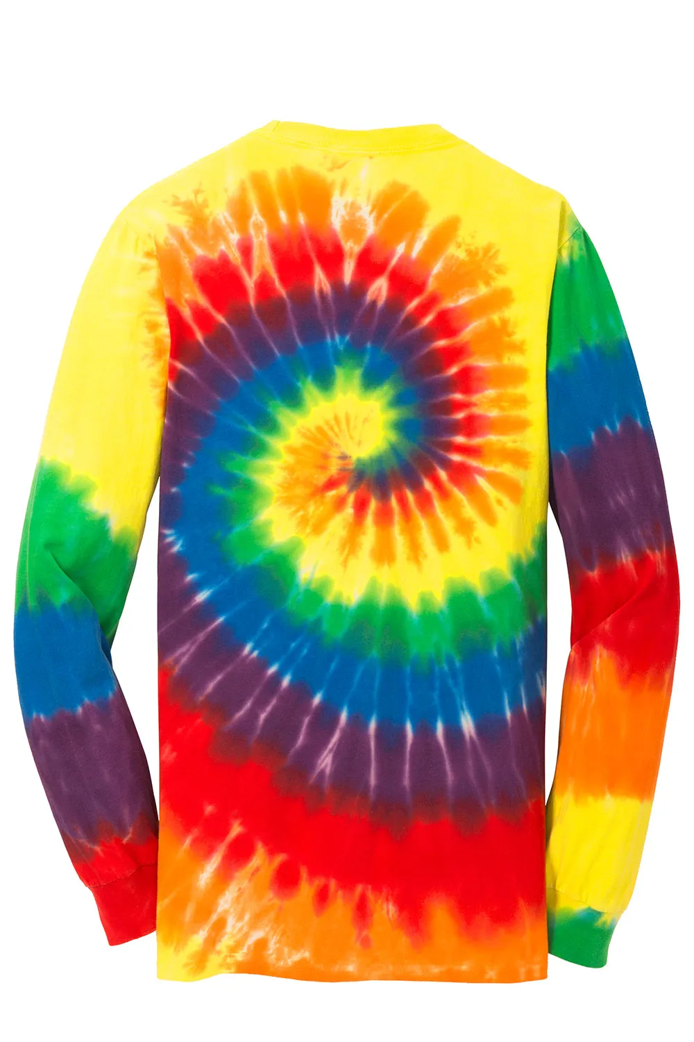 Port & Company Mens Tie-Dye Long Sleeve Crewneck T-Shirt - Rainbow