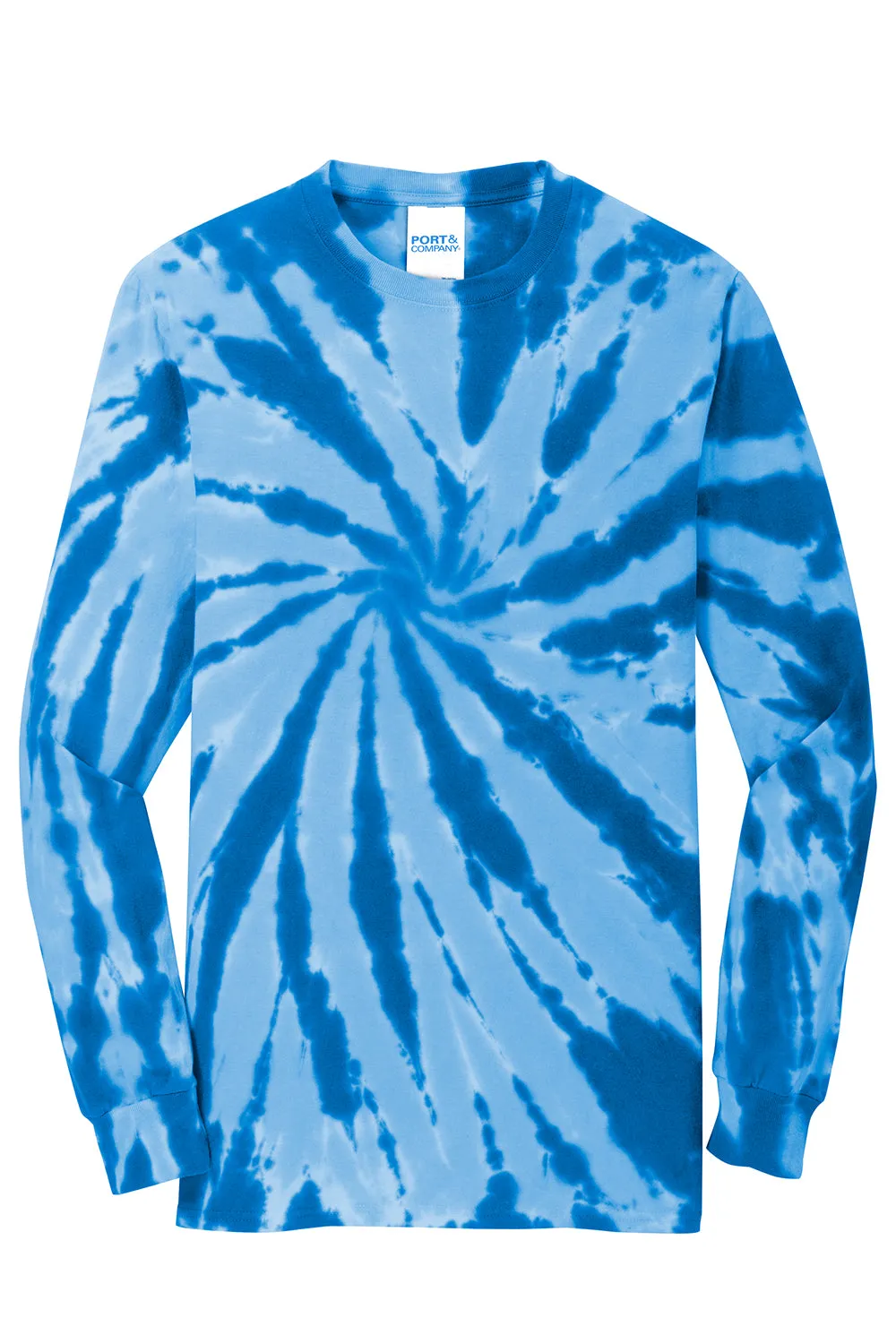 Port & Company Mens Tie-Dye Long Sleeve Crewneck T-Shirt - Royal Blue