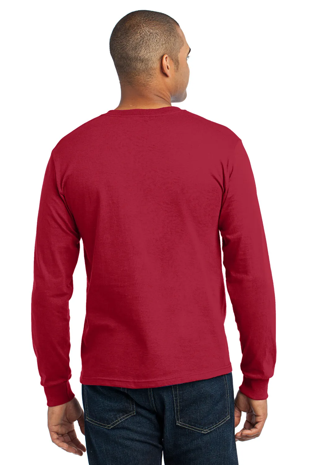 Port & Company Mens USA Made Long Sleeve Crewneck T-Shirt - Red - Closeout