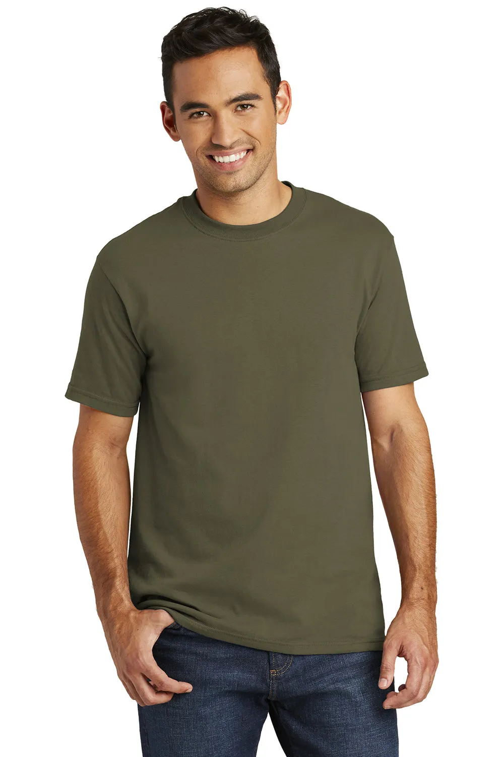 Port & Company Mens USA Made Short Sleeve Crewneck T-Shirt - Olive Drab Green - Closeout