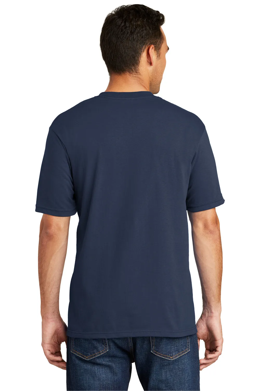 Port & Company Mens USA Made Short Sleeve Crewneck T-Shirt w/ Pocket - Navy Blue - Closeout