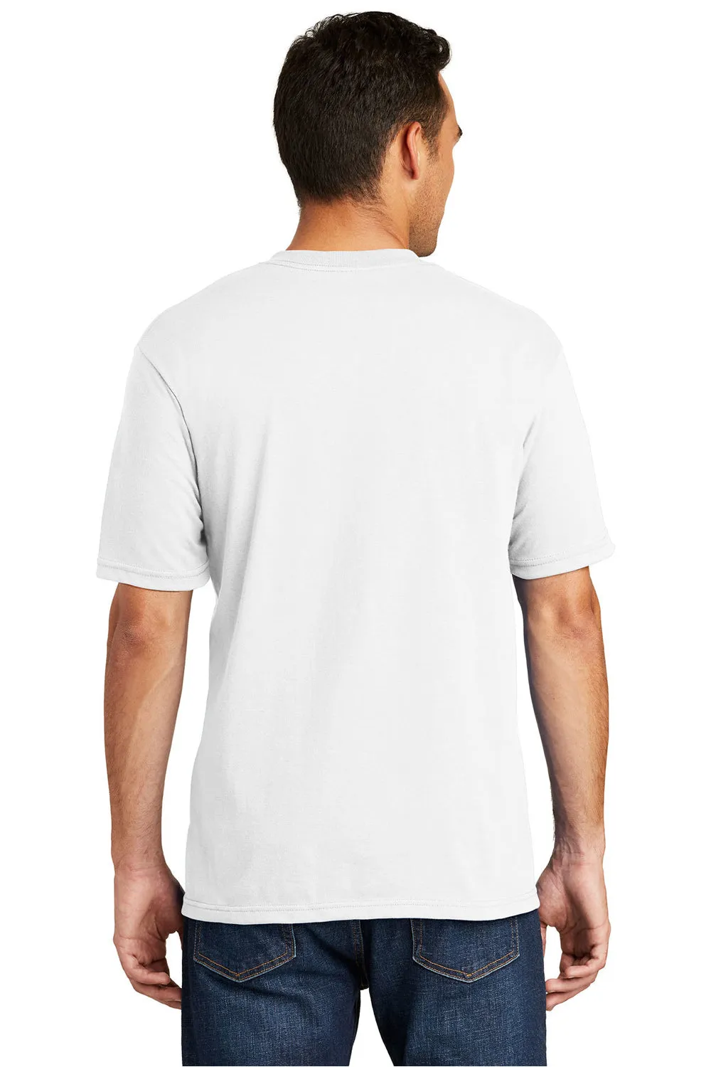 Port & Company Mens USA Made Short Sleeve Crewneck T-Shirt w/ Pocket - White - Closeout