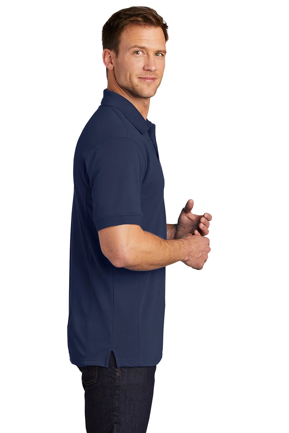 Port Authority Mens 5-1 Performance Moisture Wicking Short Sleeve Polo Shirt - True Navy Blue - Closeout