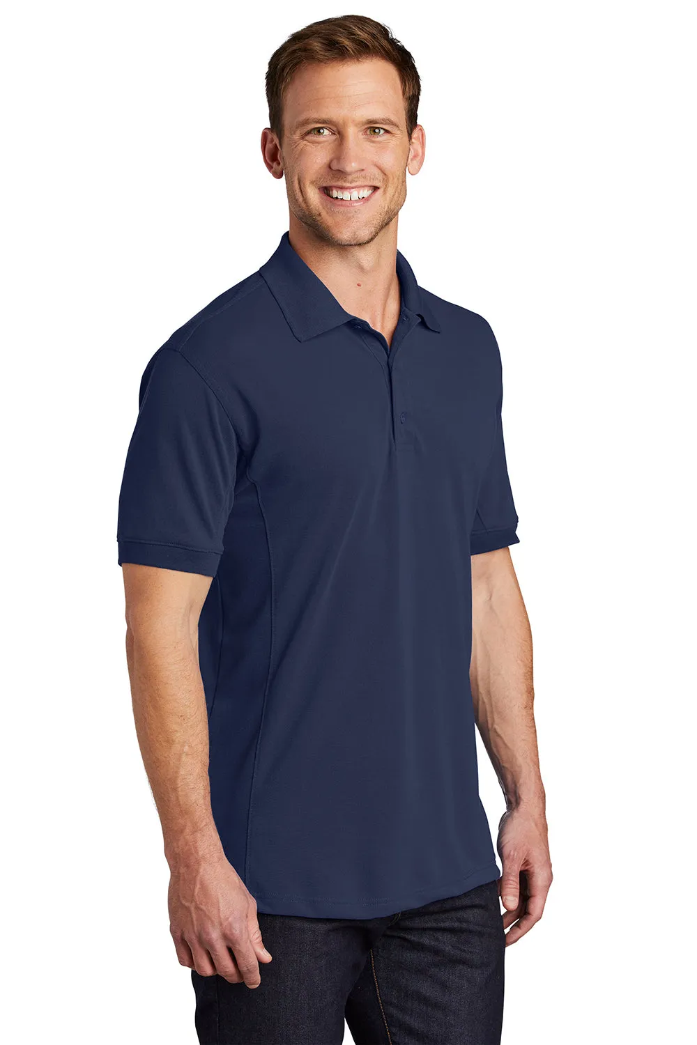 Port Authority Mens 5-1 Performance Moisture Wicking Short Sleeve Polo Shirt - True Navy Blue - Closeout