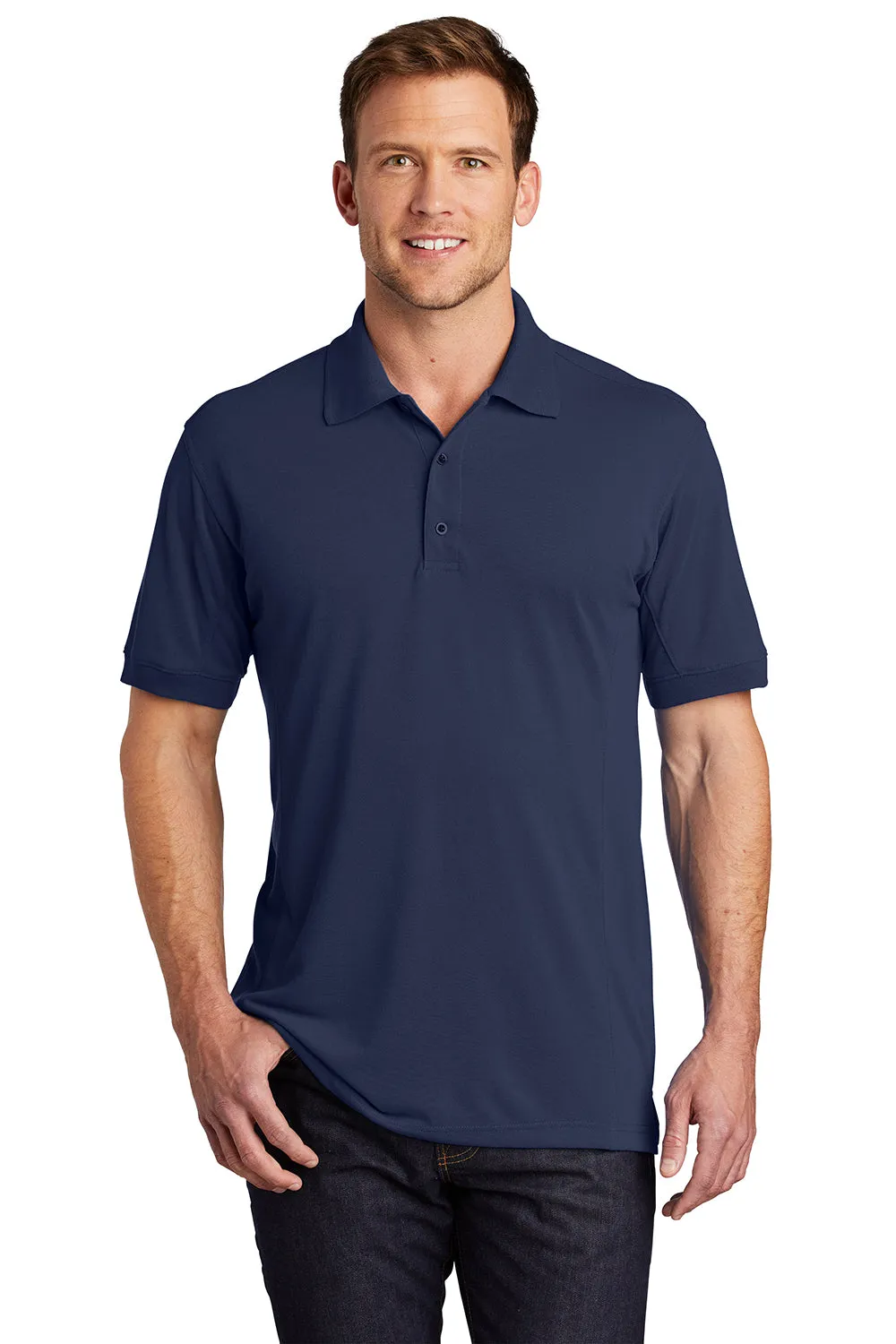 Port Authority Mens 5-1 Performance Moisture Wicking Short Sleeve Polo Shirt - True Navy Blue - Closeout