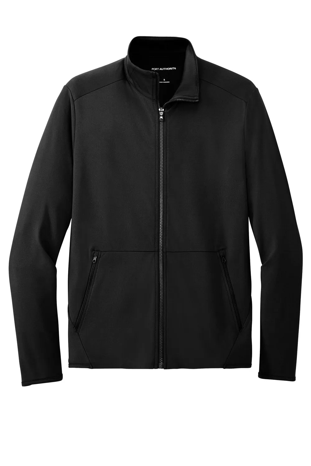 Port Authority Mens Accord Stretch Fleece Moisture Wicking Full Zip Jacket - Black