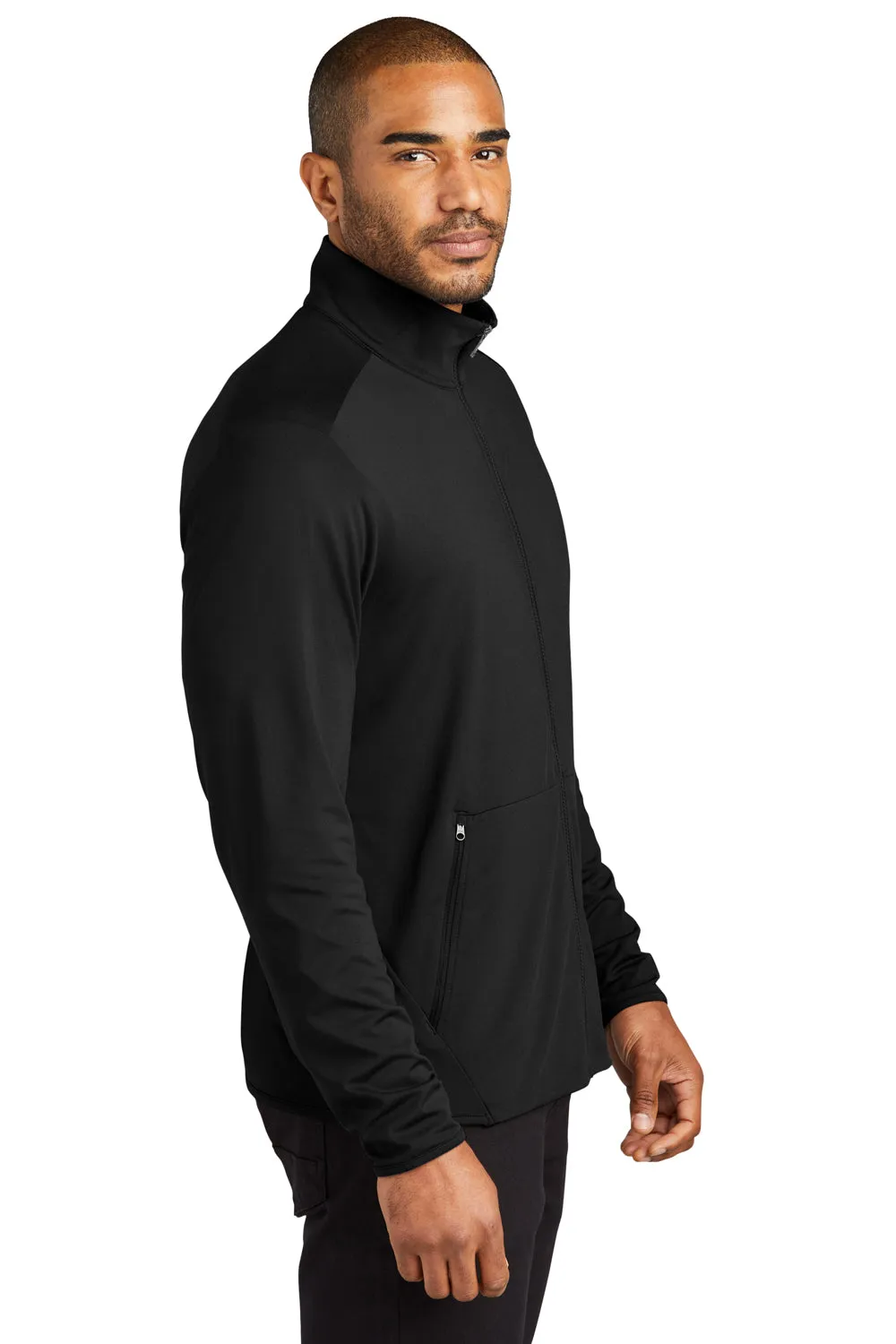Port Authority Mens Accord Stretch Fleece Moisture Wicking Full Zip Jacket - Black