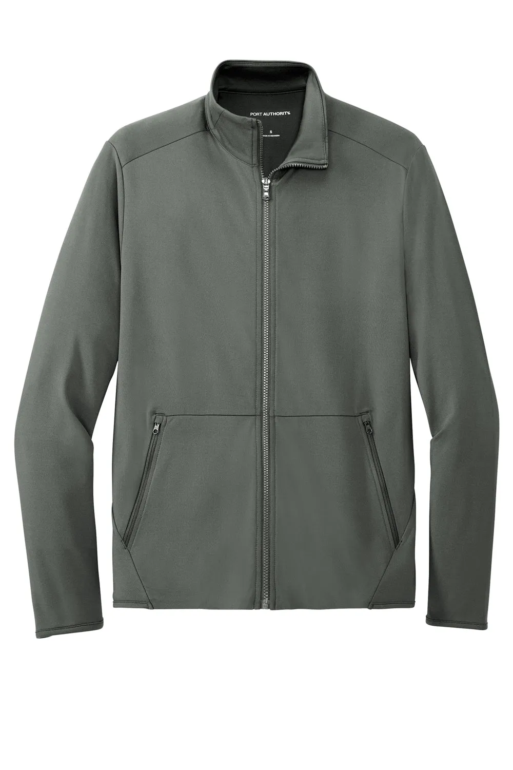 Port Authority Mens Accord Stretch Fleece Moisture Wicking Full Zip Jacket - Pewter Grey