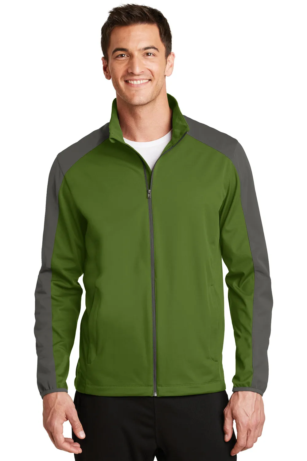 Port Authority Mens Active Wind & Water Resistant Full Zip Jacket - Garden Green/Steel Grey - Closeout