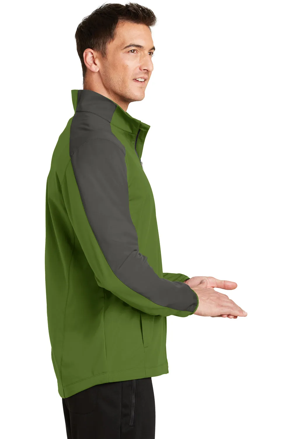 Port Authority Mens Active Wind & Water Resistant Full Zip Jacket - Garden Green/Steel Grey - Closeout