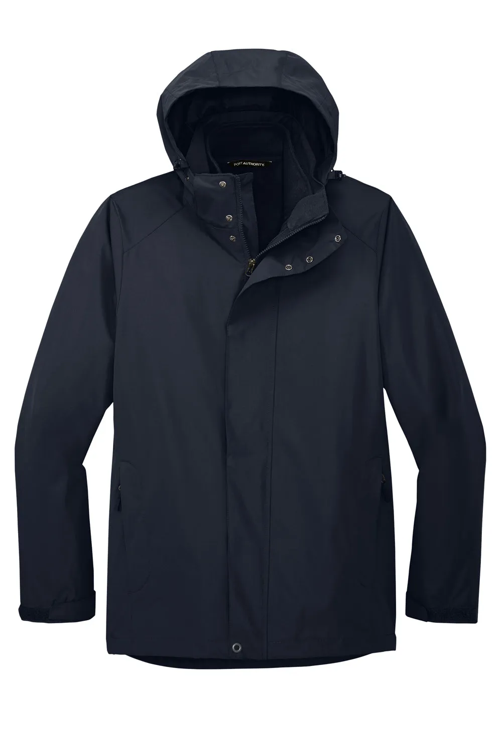 Port Authority Mens All Weather 3-in-1 Water Resistant Full Zip Hooded Jacket - River Navy Blue