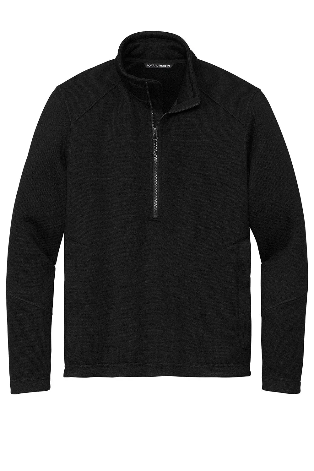 Port Authority Mens Arc Pill Resistant Sweater Fleece 1/4 Zip Jacket - Deep Black