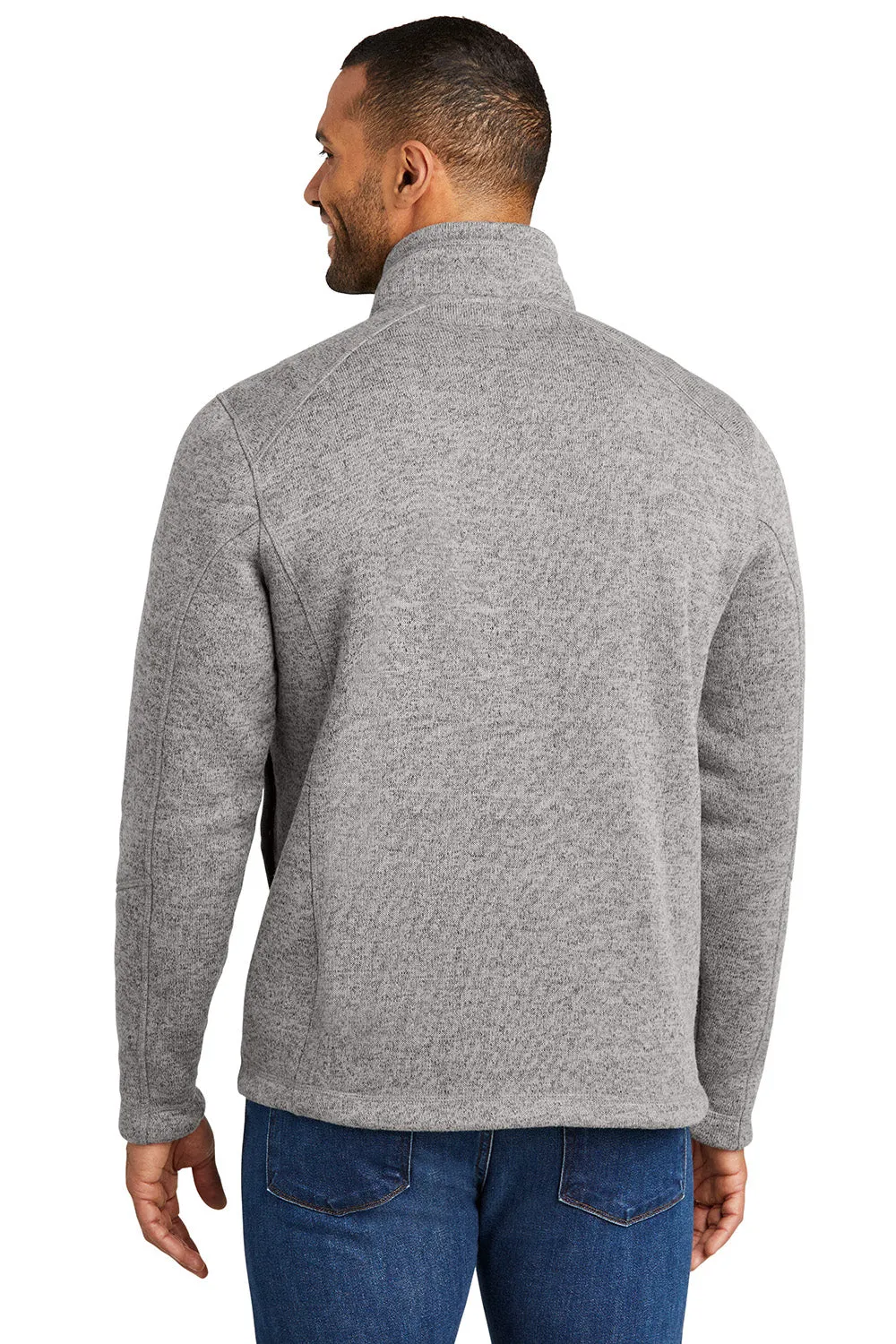 Port Authority Mens Arc Pill Resistant Sweater Fleece 1/4 Zip Jacket - Heather Deep Smoke Grey