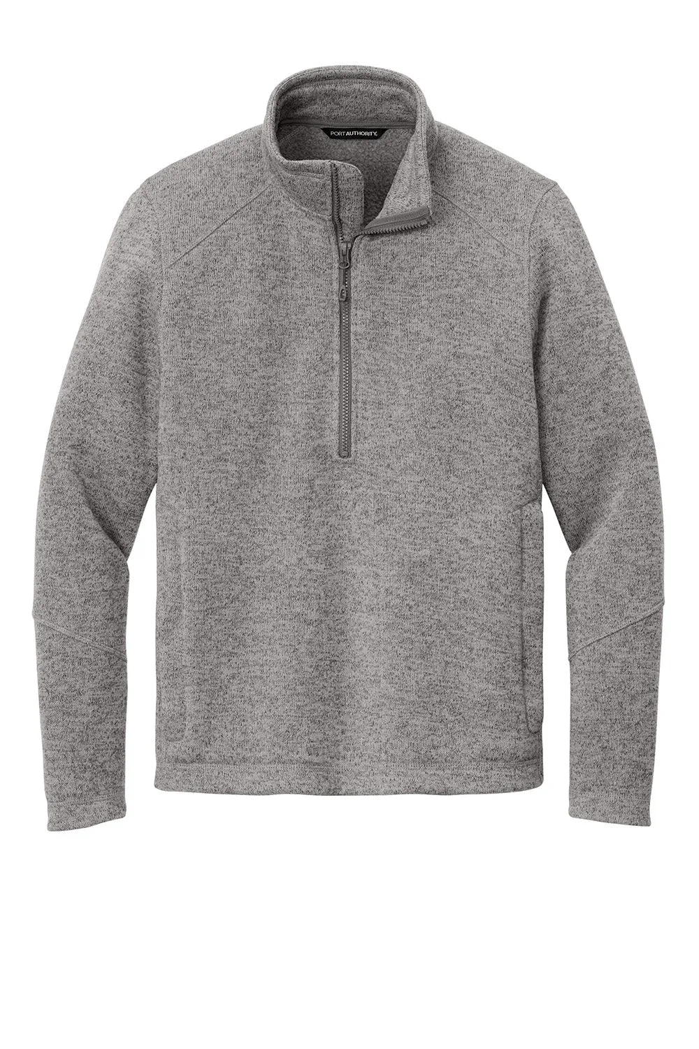 Port Authority Mens Arc Pill Resistant Sweater Fleece 1/4 Zip Jacket - Heather Deep Smoke Grey