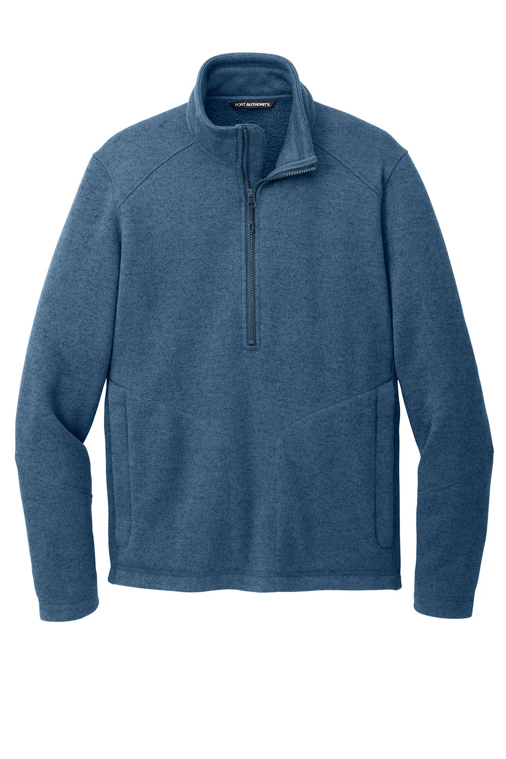 Port Authority Mens Arc Pill Resistant Sweater Fleece 1/4 Zip Jacket - Heather Insignia Blue
