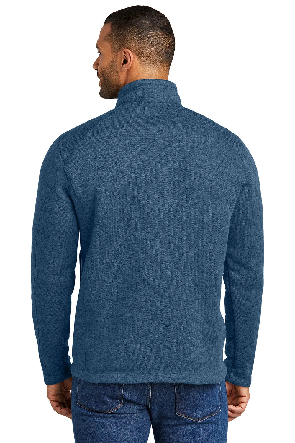 Port Authority Mens Arc Pill Resistant Sweater Fleece 1/4 Zip Jacket - Heather Insignia Blue