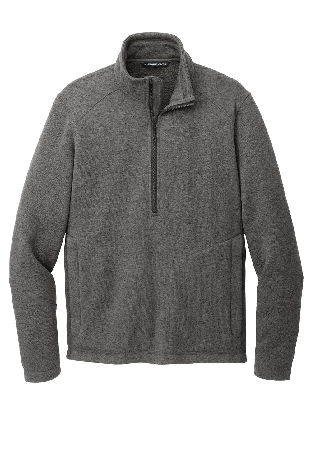 Port Authority Mens Arc Pill Resistant Sweater Fleece 1/4 Zip Jacket - Heather Smoke Grey