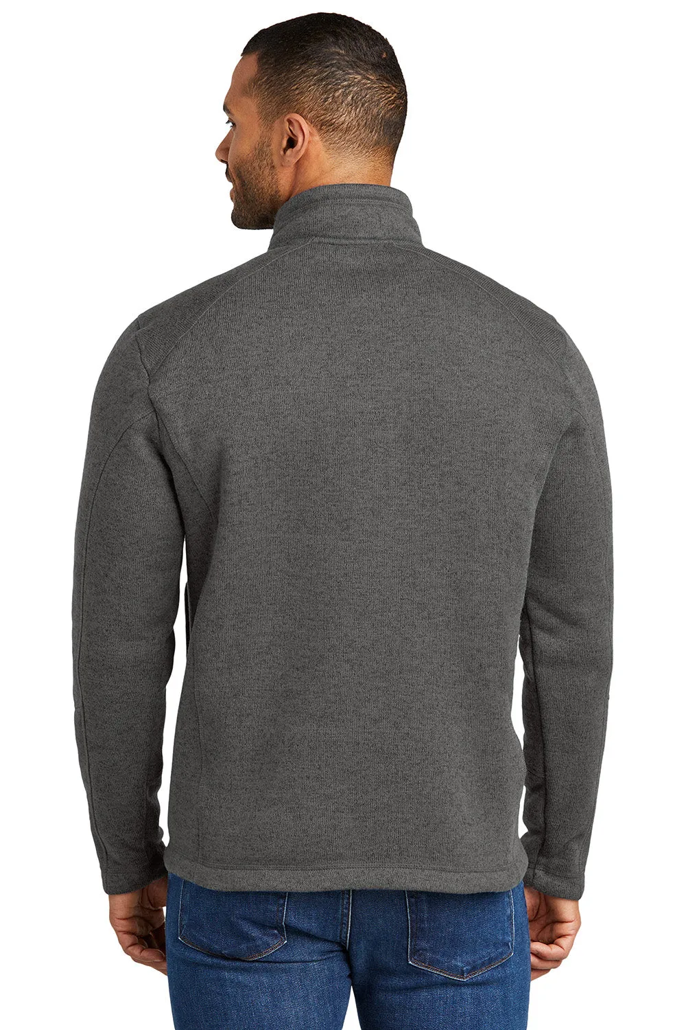 Port Authority Mens Arc Pill Resistant Sweater Fleece 1/4 Zip Jacket - Heather Smoke Grey