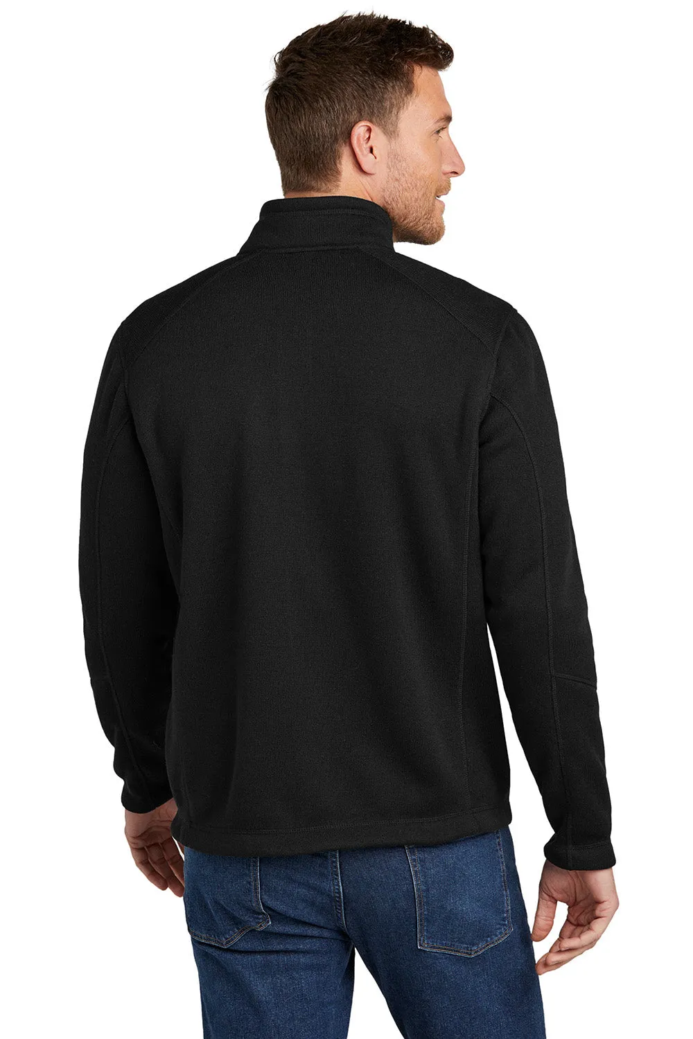 Port Authority Mens Arc Pill Resistant Sweater Fleece Full Zip Jacket - Deep Black