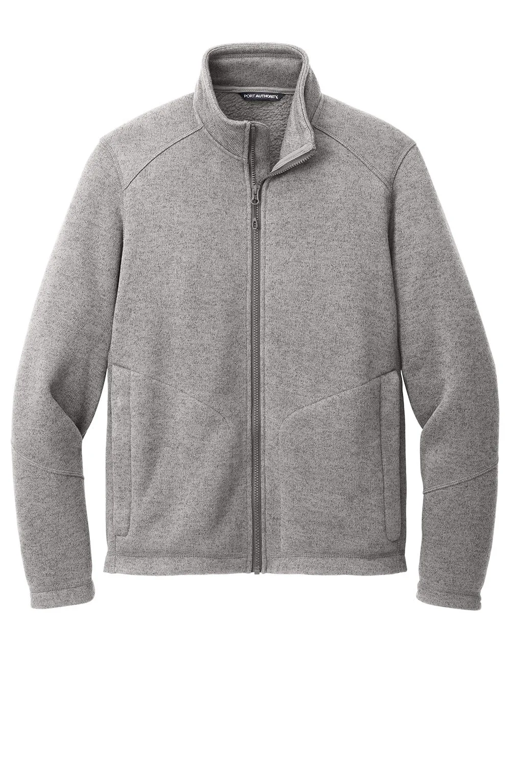 Port Authority Mens Arc Pill Resistant Sweater Fleece Full Zip Jacket - Heather Deep Smoke Grey