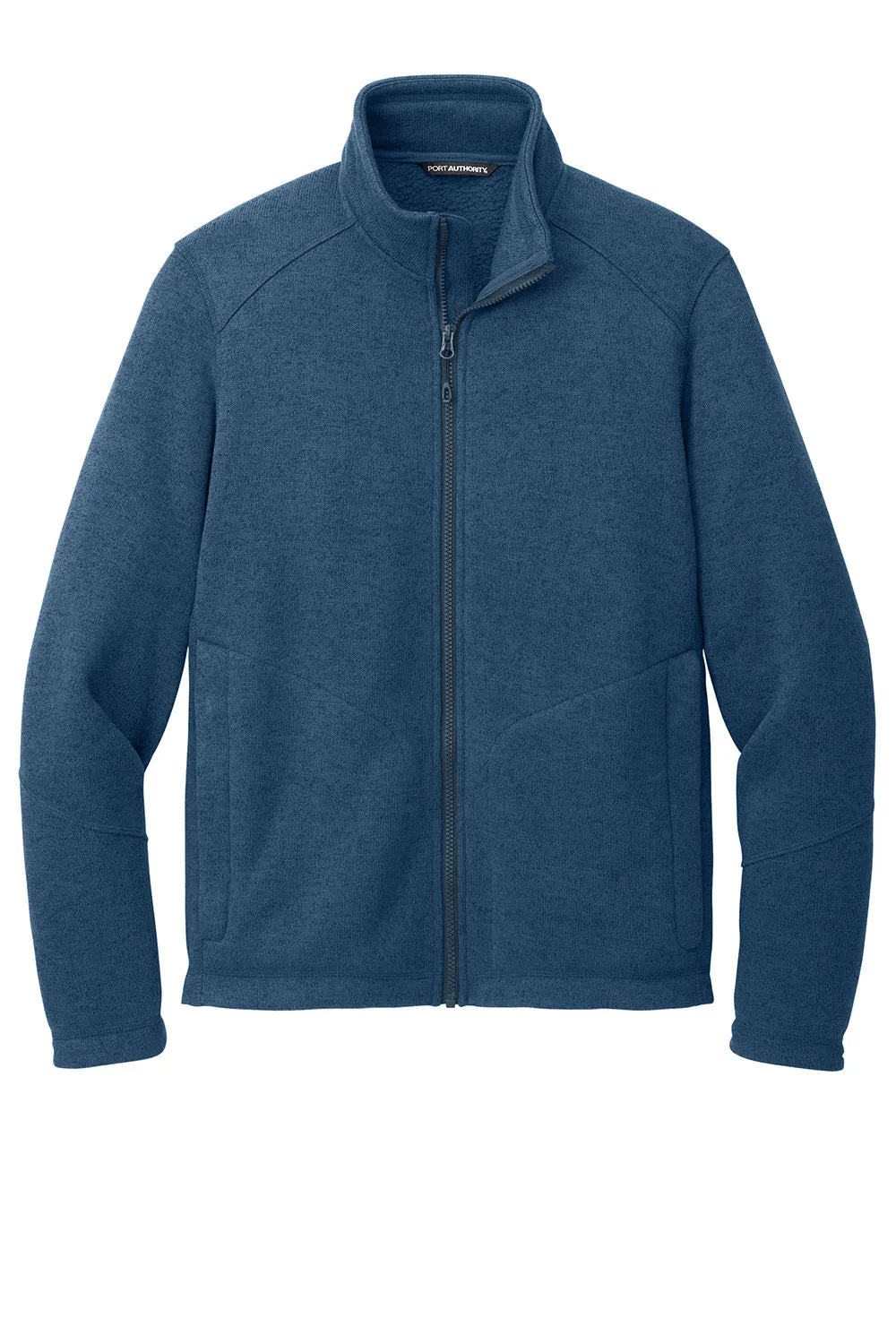 Port Authority Mens Arc Pill Resistant Sweater Fleece Full Zip Jacket - Heather Insignia Blue