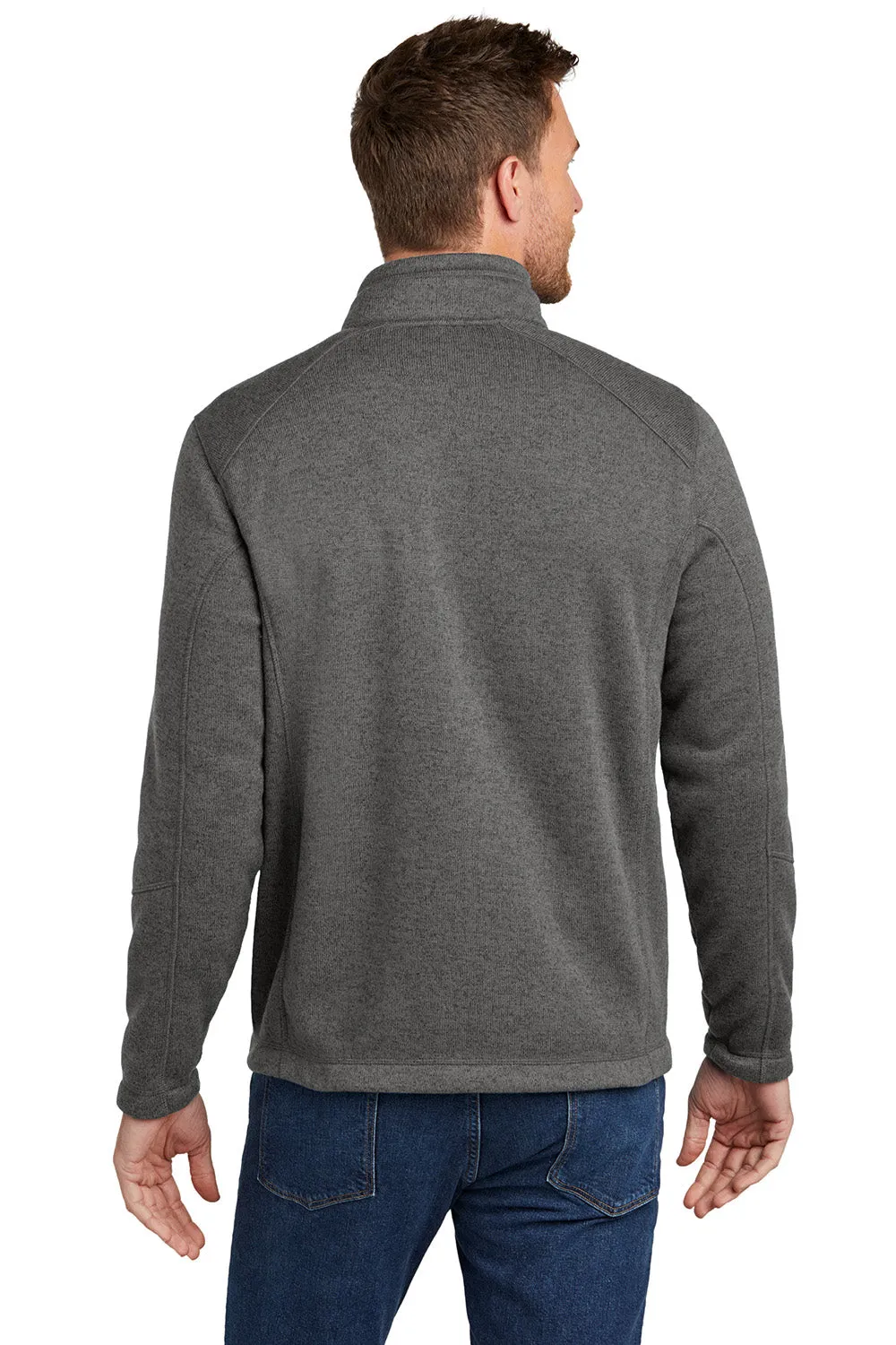 Port Authority Mens Arc Pill Resistant Sweater Fleece Full Zip Jacket - Heather Smoke Grey