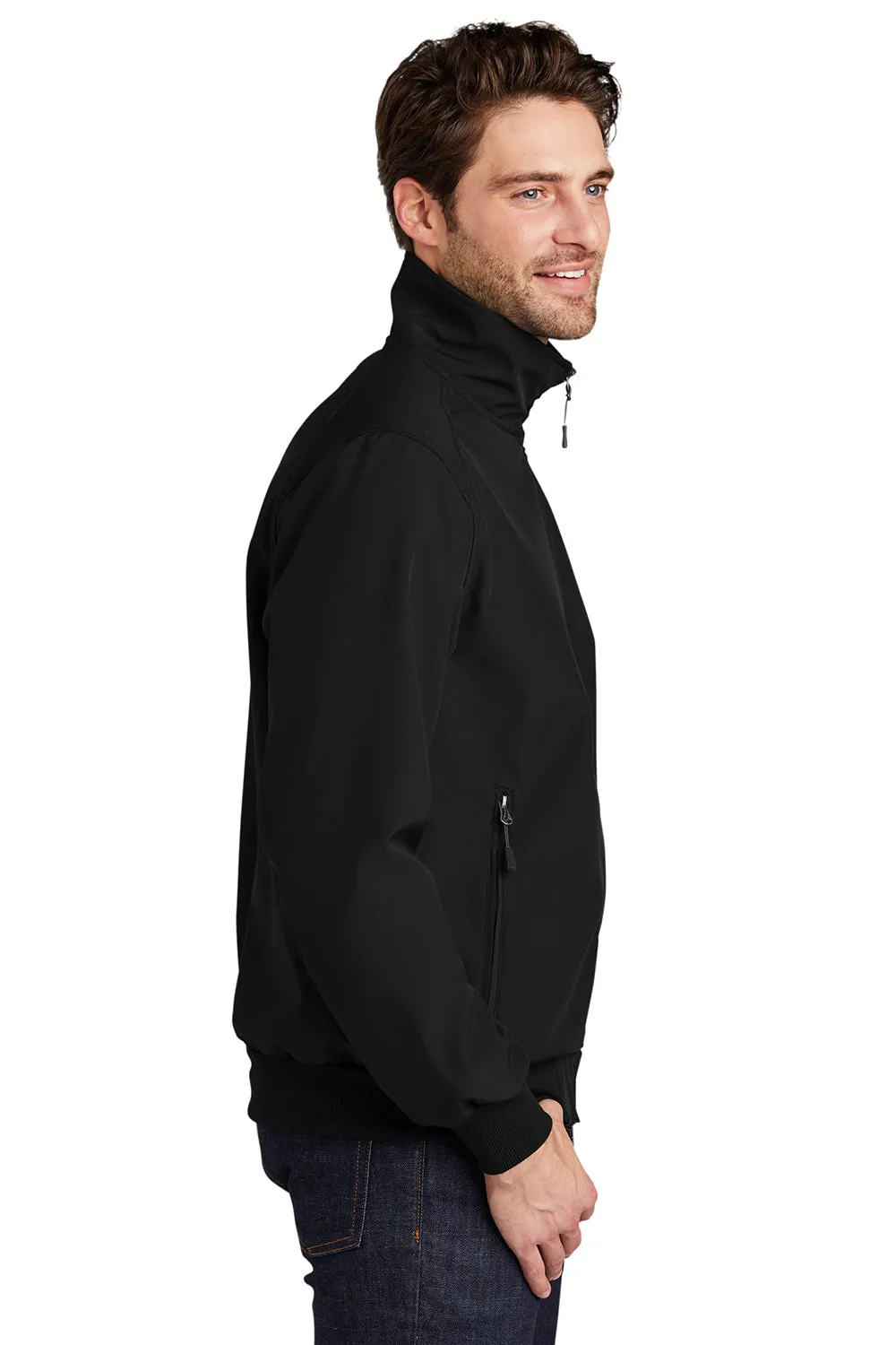 Port Authority Mens Bomber Wind & Water Resistant Full Zip Jacket - Black