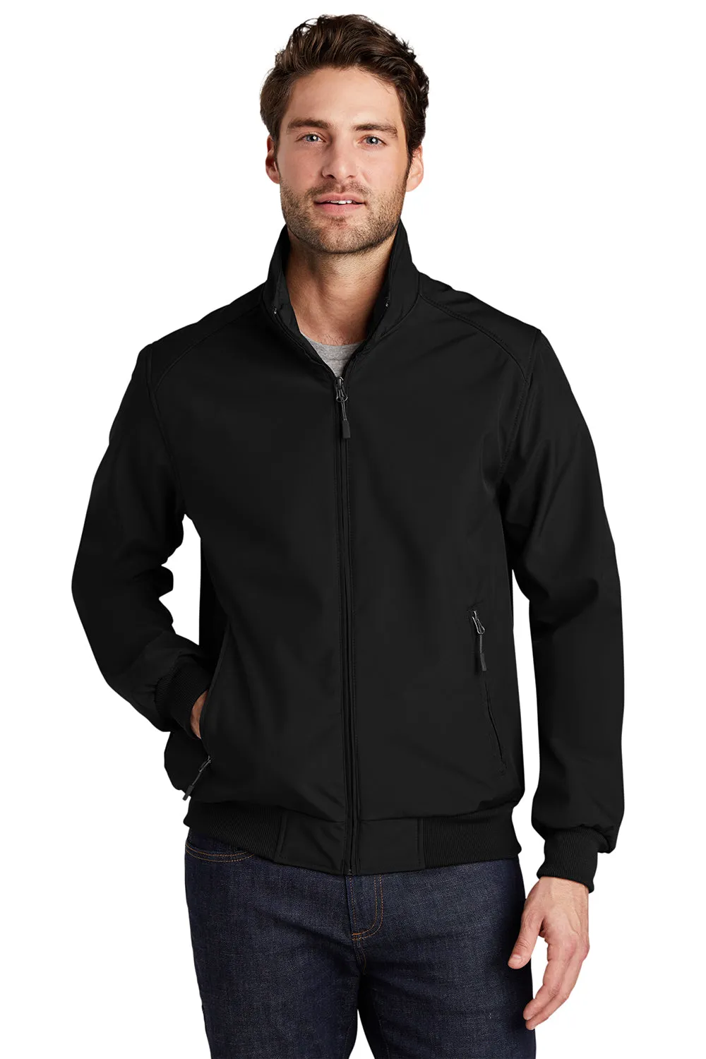 Port Authority Mens Bomber Wind & Water Resistant Full Zip Jacket - Black