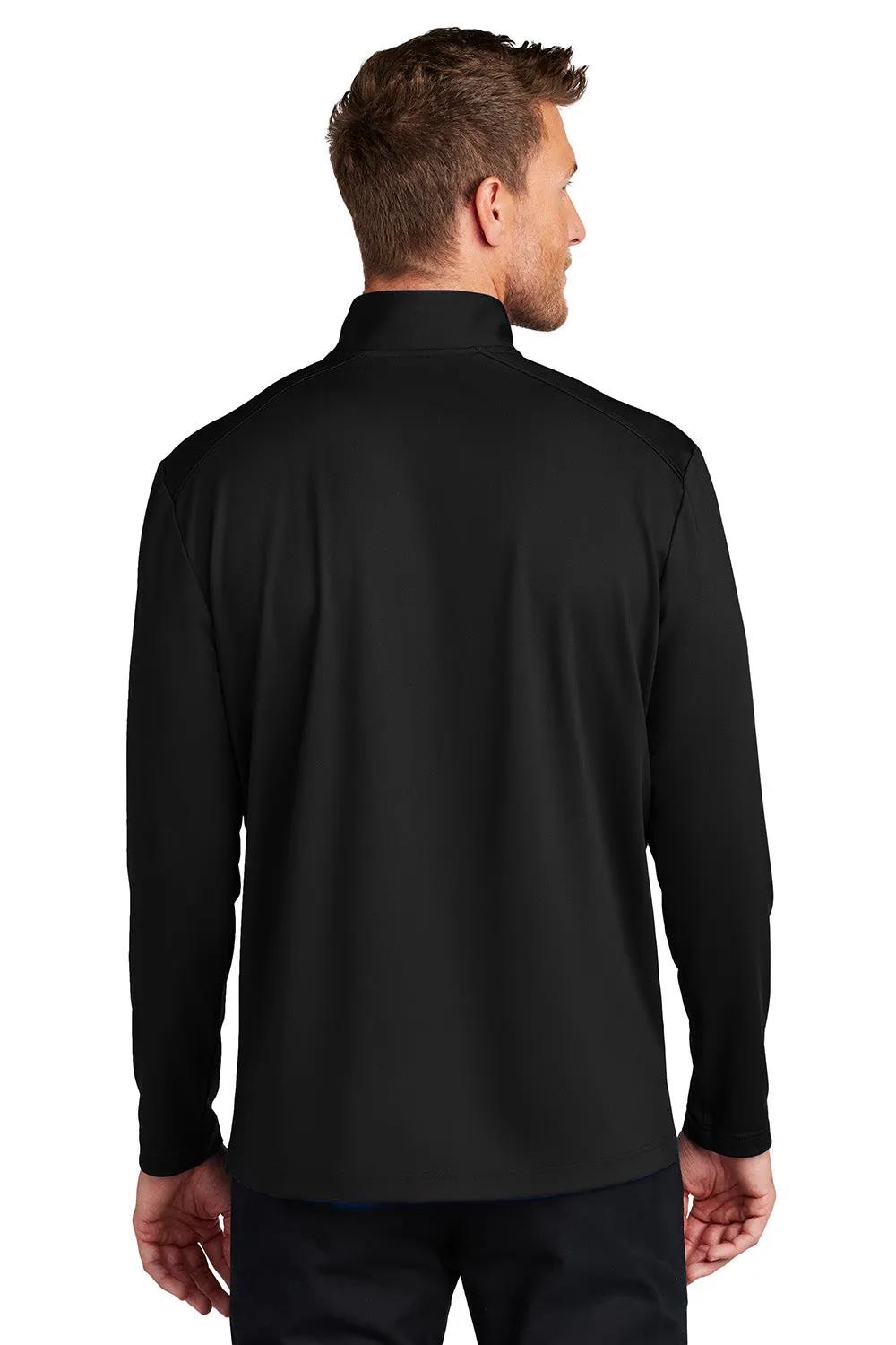Port Authority Mens C-FREE Double Knit Moisture Wicking 1/4 Zip Sweatshirt - Deep Black