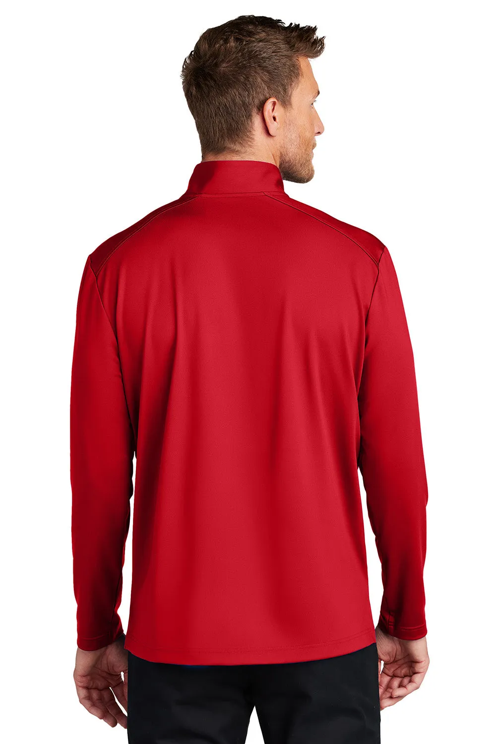 Port Authority Mens C-FREE Double Knit Moisture Wicking 1/4 Zip Sweatshirt - Rich Red
